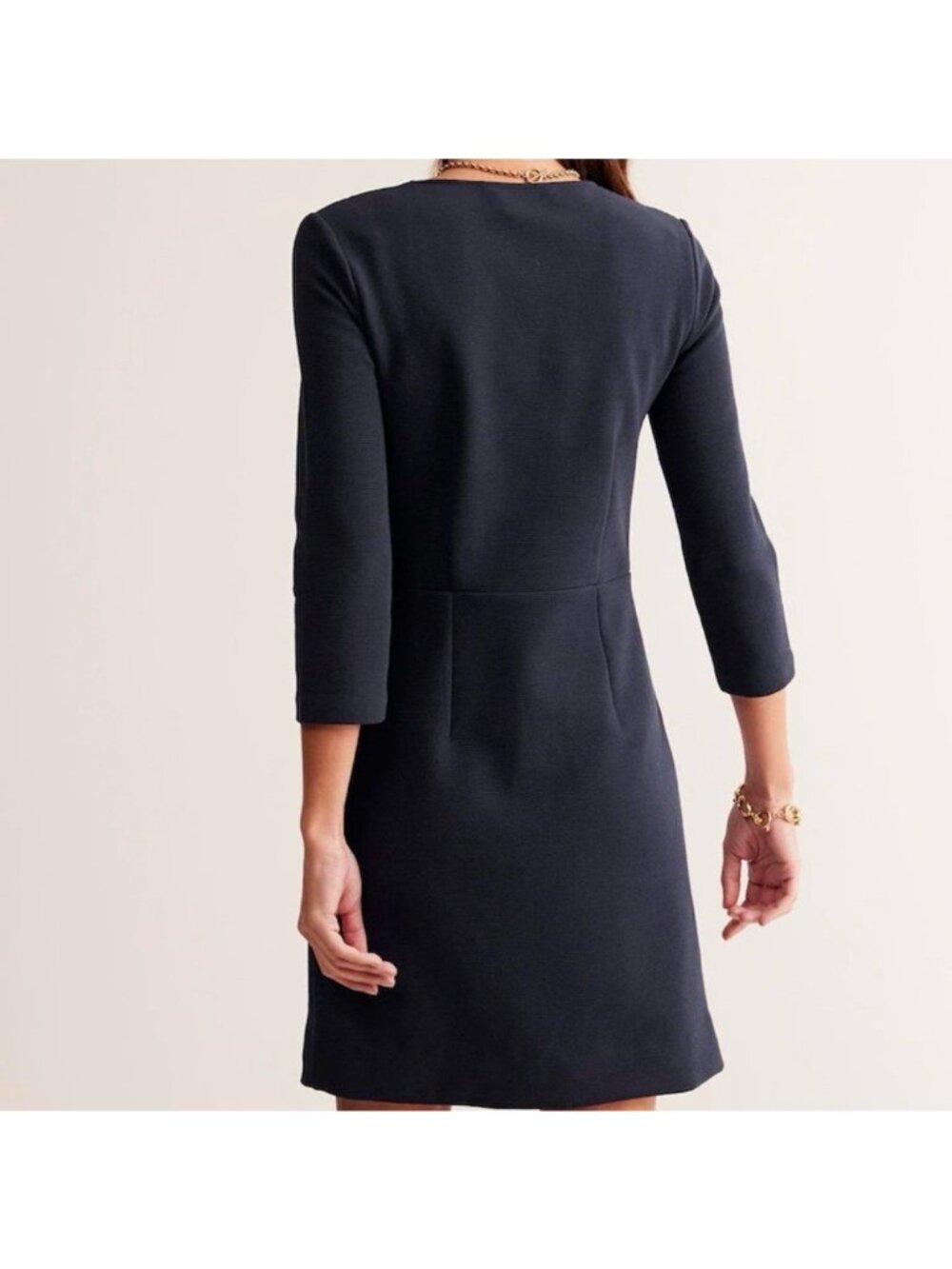 EUC Boden Brontë Ottoman V-Neck Dress Navy Blue Office work womens Sz 12R - Picture 5 of 5
